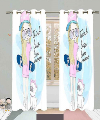 پرده نوپه هوم Nope Home مدل مخمل پانچی طرح دختر مو طلایی سایز 140x280