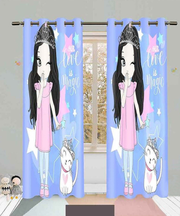 پرده نوپه هوم Nope Home مدل مخمل پانچی طرح دختر مو مشکی سایز 140x280