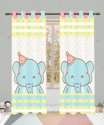 پرده نوپه هوم Nope Home مدل مخمل پانچی طرح فیل سایز 140x280