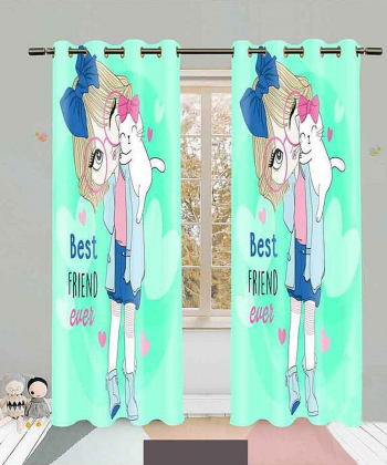 پرده نوپه هوم Nope Home مدل مخمل پانچی طرح دختر ملوس سایز 140x280