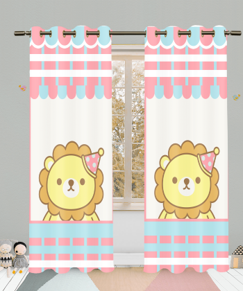 پرده نوپه هوم Nope Home مدل مخمل پانچی طرح شیر سایز 140x280