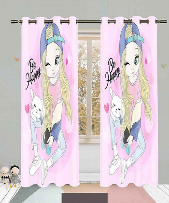 پرده نوپه هوم Nope Home مدل مخمل پانچی طرح دختر کلاه دار سایز 140x280