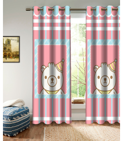پرده نوپه هوم Nope Home مدل مخمل پانچی طرح خرس سایز 140x280