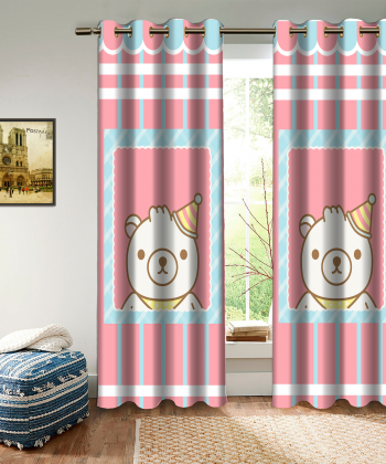 پرده نوپه هوم Nope Home مدل مخمل پانچی طرح خرس سایز 140x280