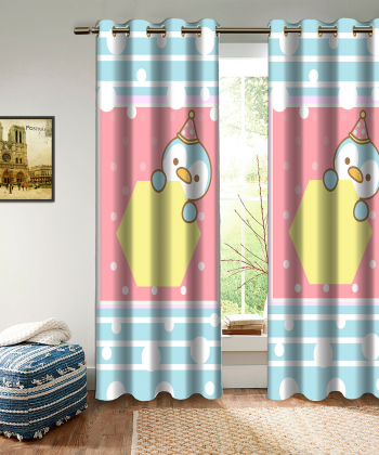 پرده نوپه هوم Nope Home مدل مخمل پانچی طرح پنگوئن سایز 140x280