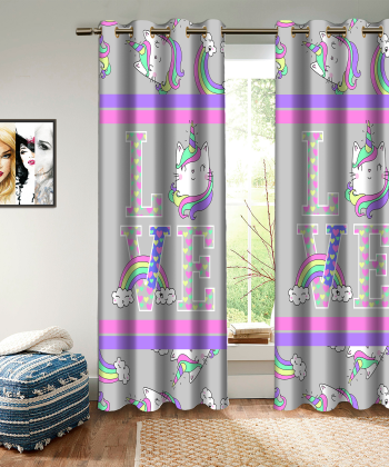 پرده نوپه هوم Nope Home مدل مخمل پانچی طرح کارتونی سایز 140x280