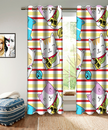 پرده نوپه هوم Nope Home مدل مخمل پانچی طرح کارتونی سایز 140x280