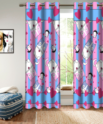 پرده نوپه هوم Nope Home مدل مخمل پانچی طرح کارتونی سایز 140x280