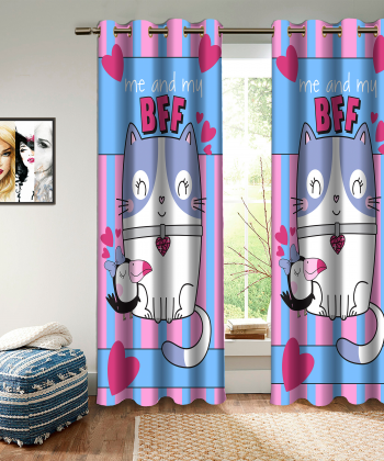 پرده نوپه هوم Nope Home مدل مخمل پانچی طرح گربه سایز 140x280