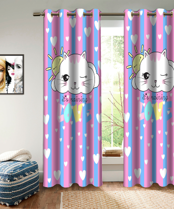 پرده نوپه هوم Nope Home مدل مخمل پانچی طرح گربه سایز 140x280