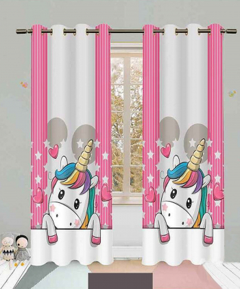 پرده نوپه هوم Nope Home مدل مخمل پانچی طرح اسب تک شاخ سایز 140x280