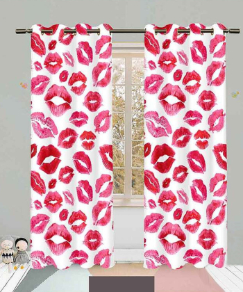 پرده نوپه هوم Nope Home مدل مخمل پانچی طرح رژ لب سایز 140x280