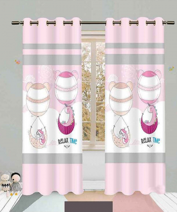پرده نوپه هوم Nope Home مدل مخمل پانچی طرح بالن دخترانه سایز 140x280