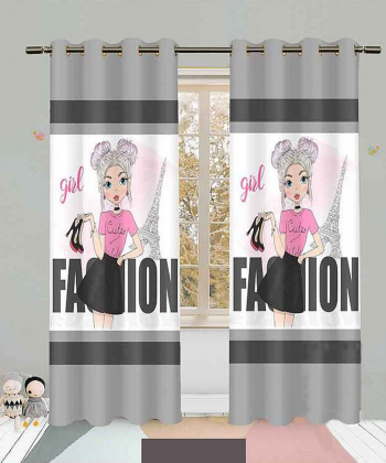 پرده نوپه هوم Nope Home مدل مخمل پانچی طرح دختر اسپورت سایز 140x280