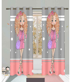 پرده نوپه هوم Nope Home مدل مخمل پانچی طرح دختر مو فر سایز 140x280