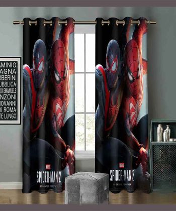 پرده نوپه هوم Nope Home مدل مخمل پانچی طرح اسپایدرمن سایز 140x280