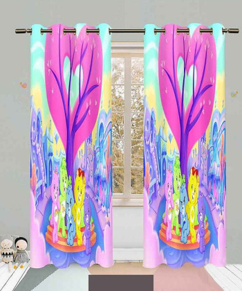 پرده نوپه هوم Nope Home مدل مخمل پانچی طرح خرس کارتونی سایز 140x280