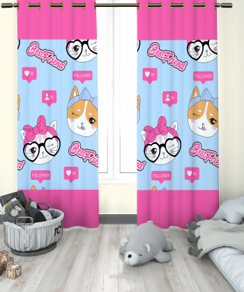 پرده نوپه هوم Nope Home مدل مخمل پانچی طرح کارتونی سایز 140x280