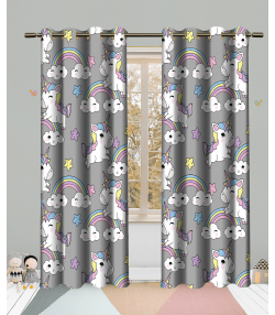پرده نوپه هوم Nope Home مدل مخمل پانچی طرح اسب تک شاخ سایز 140x280