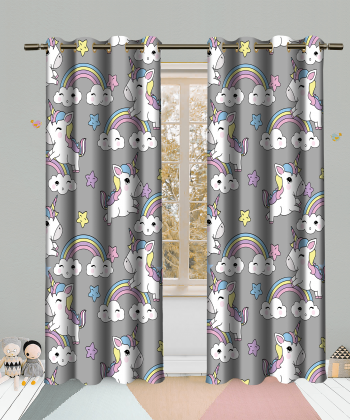 پرده نوپه هوم Nope Home مدل مخمل پانچی طرح اسب تک شاخ سایز 140x280