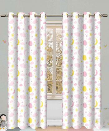 پرده نوپه هوم Nope Home مدل مخمل پانچی طرح ماه و ستاره سایز 140x280