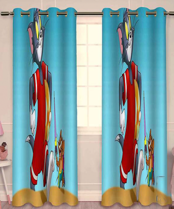 پرده نوپه هوم Nope Home مدل مخمل پانچی طرح تام و جری سایز 140x280