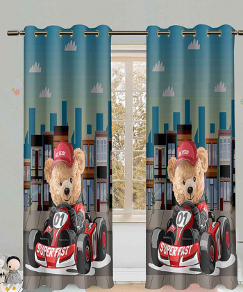پرده نوپه هوم Nope Home مدل مخمل پانچی طرح خرسی سایز 140x280