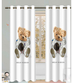 پرده نوپه هوم Nope Home مدل مخمل پانچی طرح خرسی سایز 140x280
