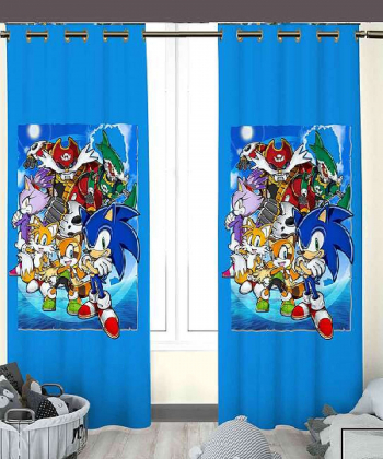 پرده نوپه هوم Nope Home مدل مخمل پانچی طرح سونیک سایز 140x280