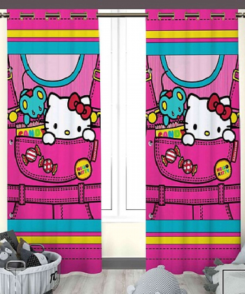 پرده نوپه هوم Nope Home مدل مخمل پانچی طرح کیتی سایز 140x280