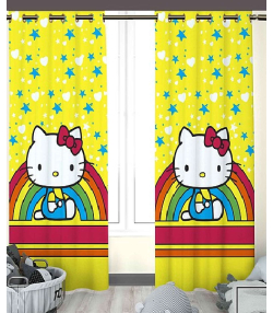 پرده نوپه هوم Nope Home مدل مخمل پانچی طرح کیتی رنگین کمانی سایز 140x280