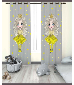 پرده نوپه هوم Nope Home مدل مخمل پانچی طرح دختر سایز 140x280