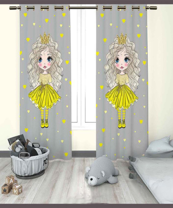 پرده نوپه هوم Nope Home مدل مخمل پانچی طرح دختر سایز 140x280