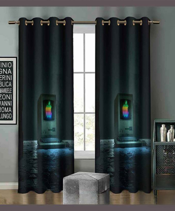 پرده نوپه هوم Nope Home مدل مخمل پانچی طرح طرح اپل سایز 140x280