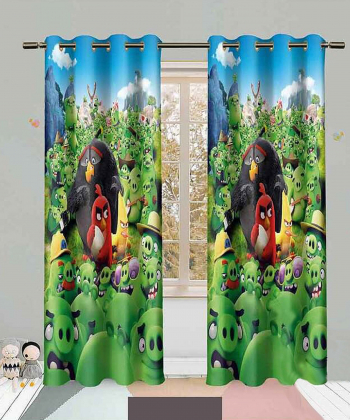 پرده نوپه هوم Nope Home مدل مخمل پانچی طرح انیمیشن angry births سایز 140x280