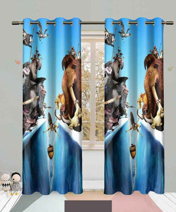 پرده نوپه هوم Nope Home مدل مخمل پانچی طرح انیمیشن عصر یخبندان سایز 140x280