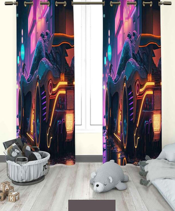 پرده نوپه هوم Nope Home مدل مخمل پانچی طرح ماشین سایز 140x280