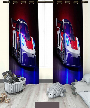 پرده نوپه هوم Nope Home مدل مخمل پانچی طرح ماشین مسابقه ای سایز 140x280