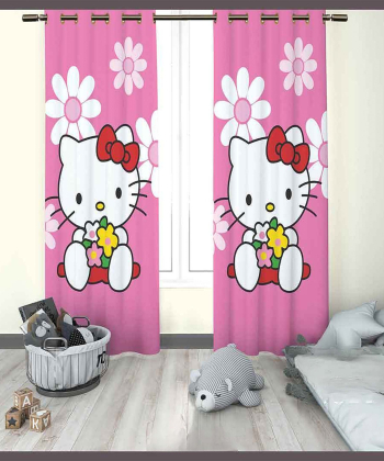 پرده نوپه هوم Nope Home مدل مخمل پانچی طرح کیتی سایز 140x280