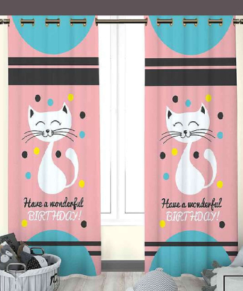 پرده نوپه هوم Nope Home مدل مخمل پانچی طرح گربه سایز 140x280