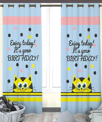 پرده نوپه هوم Nope Home مدل مخمل پانچی طرح گربه سایز 140x280