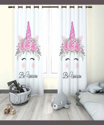 پرده نوپه هوم Nope Home مدل مخمل پانچی طرح اسب تک شاخ سایز 140x280