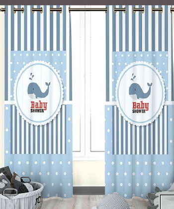 پرده نوپه هوم Nope Home مدل مخمل پانچی طرح دلفین سایز 140x280