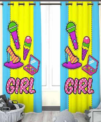 پرده نوپه هوم Nope Home مدل مخمل پانچی طرح دخترانه سایز 140x280