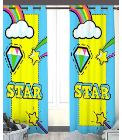 پرده نوپه هوم Nope Home مدل مخمل پانچی طرح ابر و ستاره سایز 140x280