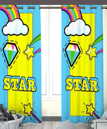 پرده نوپه هوم Nope Home مدل مخمل پانچی طرح ابر و ستاره سایز 140x280