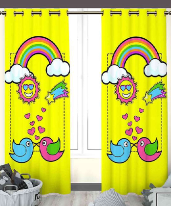 پرده نوپه هوم Nope Home مدل مخمل پانچی طرح رنگین کمان سایز 140x280