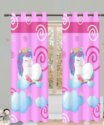 پرده نوپه هوم Nope Home مدل مخمل پانچی طرح اسب تک شاخ سایز 140x280