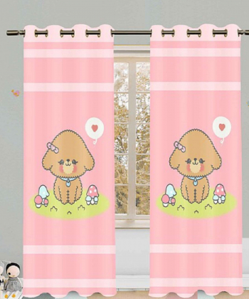 پرده نوپه هوم Nope Home مدل مخمل پانچی طرح سگ قهو ه ای سایز 140x280