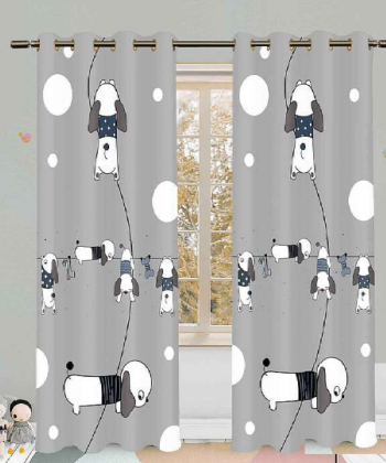 پرده نوپه هوم Nope Home مدل مخمل پانچی طرح سگ سایز 140x280